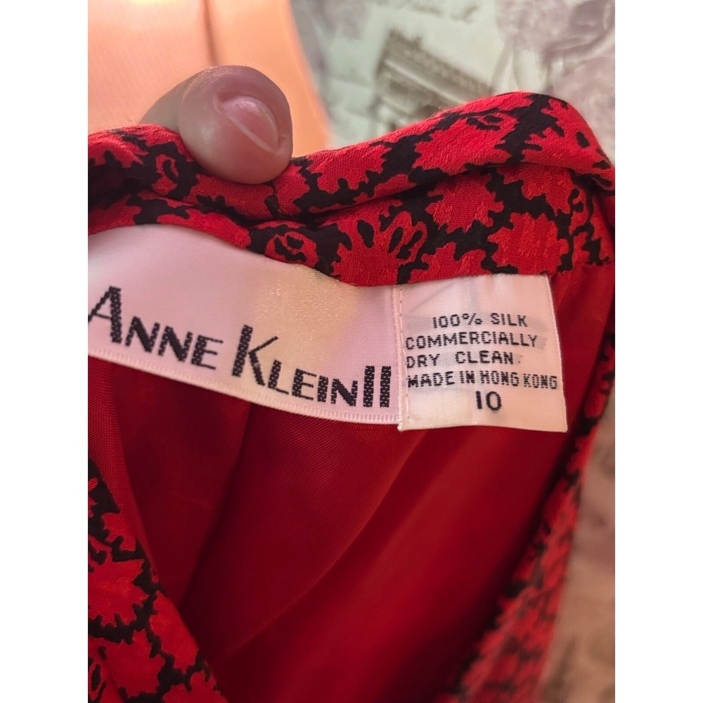 Vintage Anne Klein II 100% Silk Red one button Jacket Sz 10 Holiday party - Picture 8 of 9